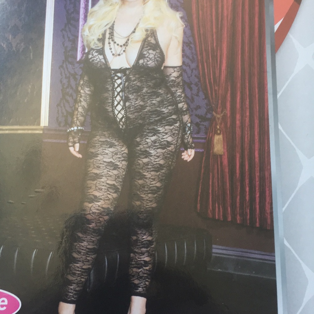 Music Legs Black Bodystocking Plus Size